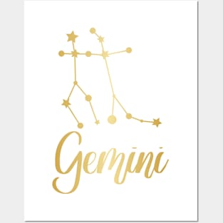 Gemini Zodiac Constellation in Gold Posters and Art